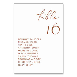 Terracotta Modern Handwritten Script Wedding Table Number