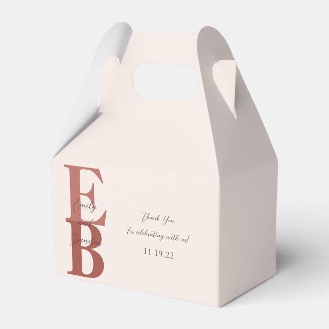 Terracotta Modern Large Initial Wedding Custom  Favor Box (Front Side)