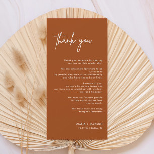 Terracotta Modern Mariage Table Merci Note
