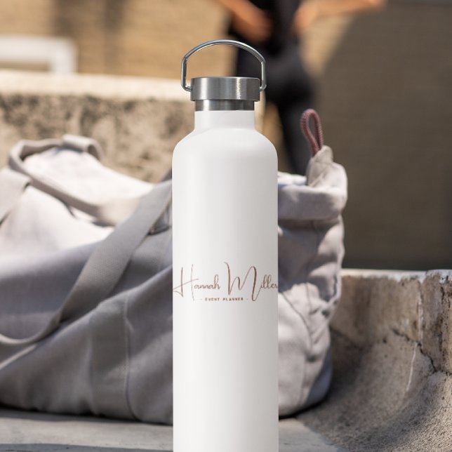 Terracotta Modern Minimalist Elegant Business Logo Water Bottle (Creator Uploaded)