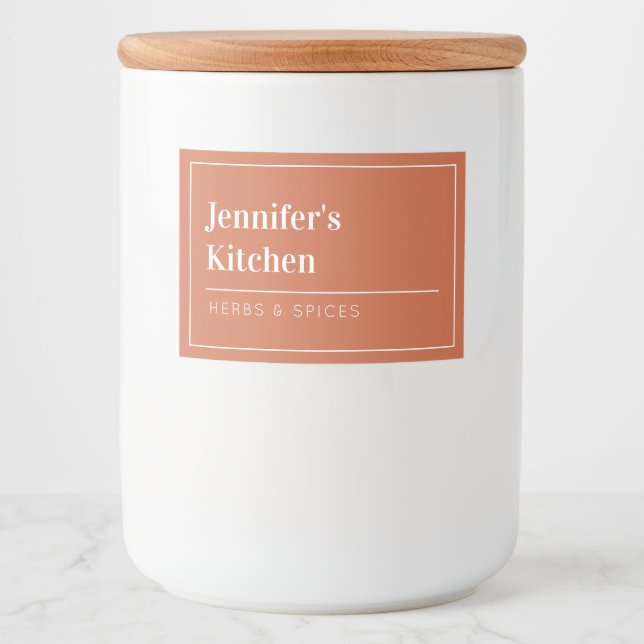 Terracotta Modern Minimalist Kitchen Food Label (Front)