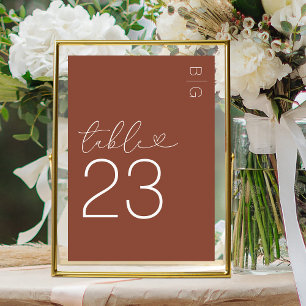Terracotta Modern Monogram Wedding Table Number