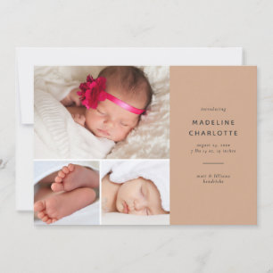 Terracotta Modern Multi-Photo Birth Announcement