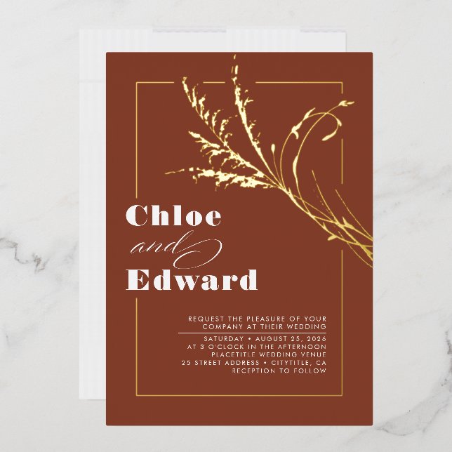 Terracotta Modern Pampas Grass Boho Wedding (Envelope)