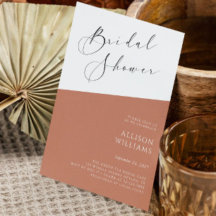 Terracotta Modern Script Bridal Shower Invitation
