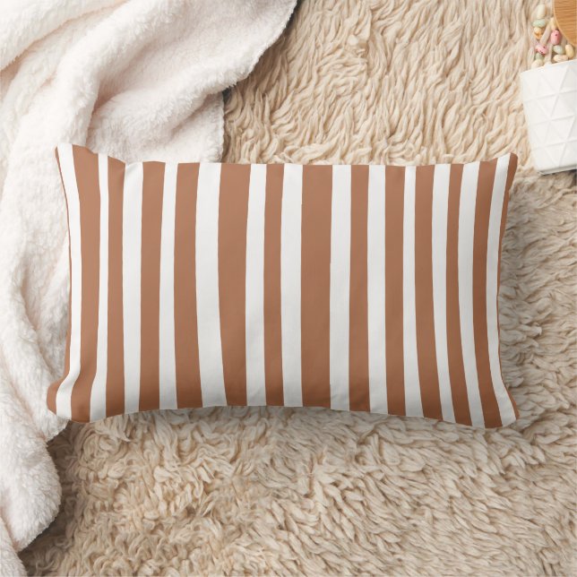 Terracotta Modern Stripes Minimalist  Lumbar Pillow (Blanket)