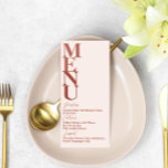 Terracotta Modern Wedding Simple Menu Card<br><div class="desc">This modern wedding collection is perfect for Fall or a boho celebration with its terracotta Earth-tone colour palette. The monochromatic theme is very trendy right now, especially with our playful typography and large initials. This minimalist wedding menu card is fully customizable - Everything is editable, just click the personalize button....</div>