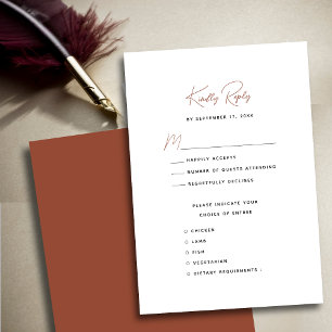 Terracotta Modern Whimsical Script Wedding RSVP Card