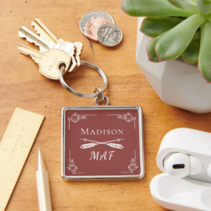 Terracotta Monogram and Arrows Keychain