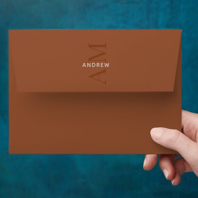Terracotta Monogram and Name Envelope (Hand)