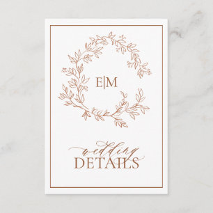 Terracotta Monogram Détails du Mariage Carte de bo