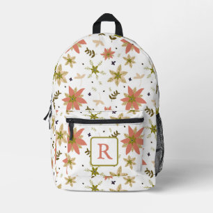 Terracotta Monogram Florals Printed Backpack