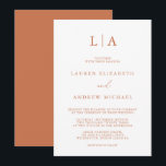 Terracotta Monogram Simple Minimalist Wedding Invitation<br><div class="desc">Beautiful,  elegant and simple,  terracotta orange minimalist wedding invitation. Fully customizable with monogram/initials,  names,  dates,  location and colours to match your wedding theme.</div>