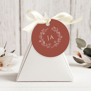 Terracotta Monogram Wedding Favour Tags