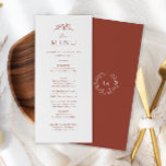 Terracotta Monogram Wedding Menu<br><div class="desc">Enhance your reception with our Terracotta Monogram Wedding Menu Card. Featuring a simple yet sophisticated design with the monogram and wildflowers, this menu card adds a touch of timeless beauty to your tablescape. Guide your guests through a memorable culinary experience with this elegant addition.</div>