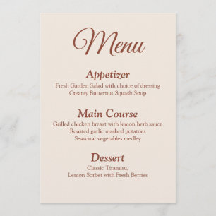 Terracotta Monogram Wreath Wedding Menu Card