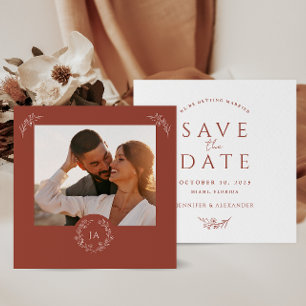 Terracotta Monogramme Mariage Enregistrer La Carte