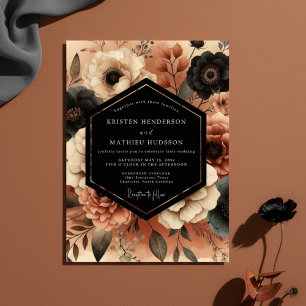 Terracotta Moody Floral Romance Wedding Invitation