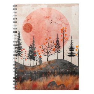 Terracotta Moon Copper Autumn Folk Forest Art Notebook