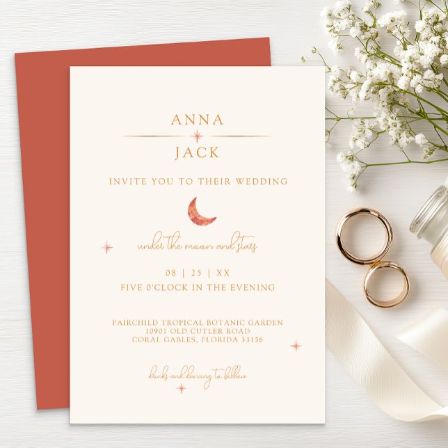 Terracotta Moon & Stars Celestial Wedding Invite (Wedding Invite)