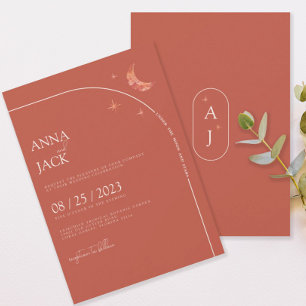 Terracotta Moon & Stars Wedding Invitation