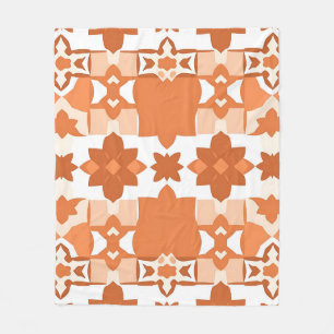 Terracotta Moroccan Tile Pattern Fleece Blanket