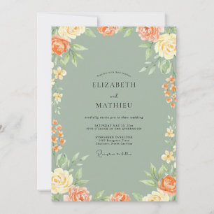 Terracotta Moss Wildflower Wedding Invitation
