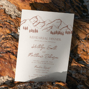 Terracotta Mountain Pine Tree Rehearsal Dinner Invitation