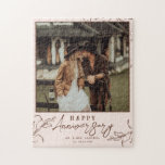 Terracotta | Mr. & Mrs. Happy Wedding Anniversary  Jigsaw Puzzle<br><div class="desc">Featuring minimalist floral line art framing your favourite photo. Customized with wedding date and name for a truly fun and unique wedding anniversary keepsake gift. Celebrate your wedding anniversary and with our happy anniversary custom photo jigsaw puzzle. Add your own photos and text for a beautiful, unique gift. A special...</div>