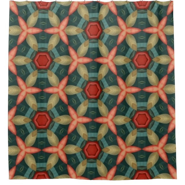 Terracotta, mustard, teal and green geometric (Front)