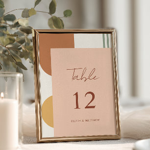 Terracotta Mustard Yellow Arches Boho Wedding Table Number