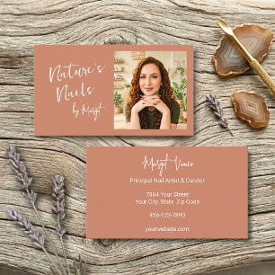 Terracotta Natural Nails Artist Salon Owner Photo Business Card