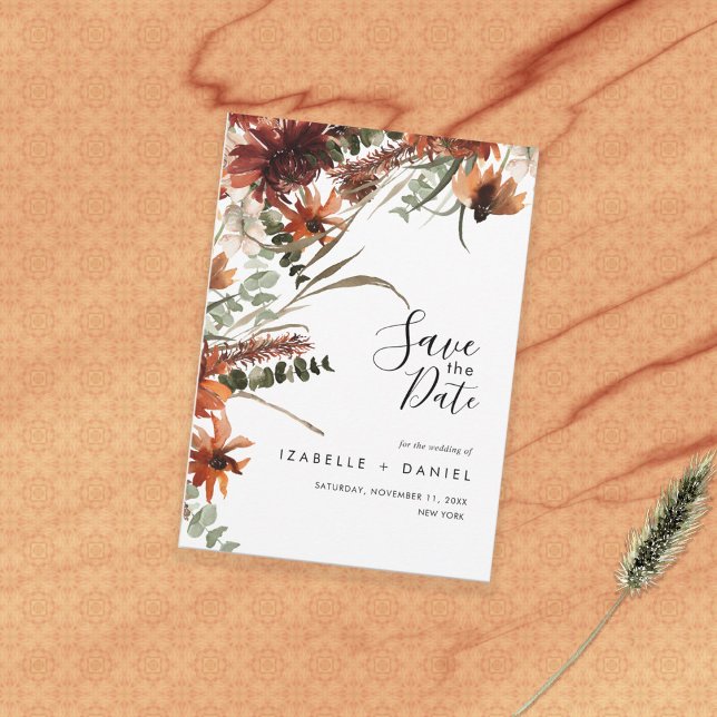 Terracotta Natural Rustic Wedding Save the Date Invitation (Creator Uploaded)