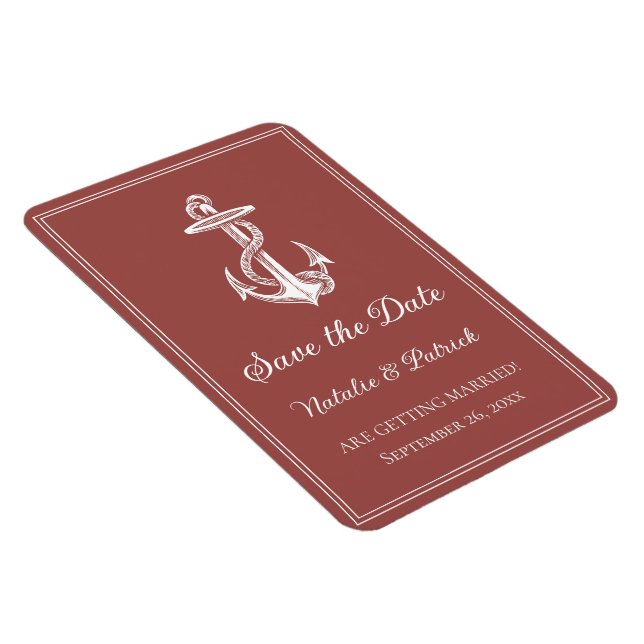 Terracotta Nautical Anchor Save the Date Magnet (Right Side)