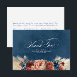 Terracotta Navy Blue Floral Boho Wedding Thank You Card<br><div class="desc">Terracotta navy blue flowers elegant boho small cute thank you cards</div>