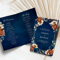 Terracotta Navy Blue Geometric Wedding Program
