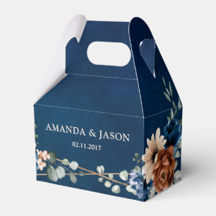 Terracotta Navy Blue Greenery Geometric Wedding Fa Favor Box