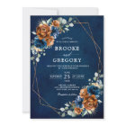 Terracotta Navy Blue Greenery Geometric Wedding In