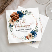 Terracotta Navy Blue Greenery Geometric Wedding