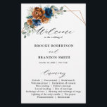 Terracotta Navy Blue Greenery Wedding Program<br><div class="desc">Elegant Navy blue,  Terracotta ,  Orange earthy floral theme wedding program featuring elegant bouquet of Navy blue,  Terracotta colour roses peonies  and green eucalyptus leaves. Please contact me for any help in customization or if you need any other product with this design.</div>