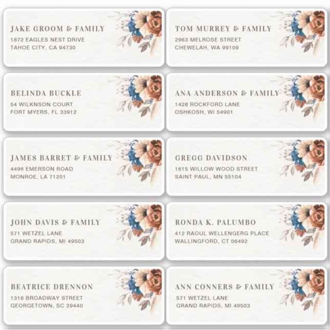 Terracotta Navy Blue Guest Name Address  (Front)