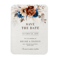 Terracotta Navy Blue Pampas Grass Save the Date