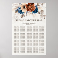 Terracotta Navy Blue Pampas Grass  Seating Chart