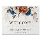 Terracotta Navy Blue Pampas Grass  Wedding Welcome