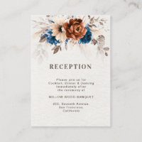 Terracotta Navy Blue Rustic wedding  reception