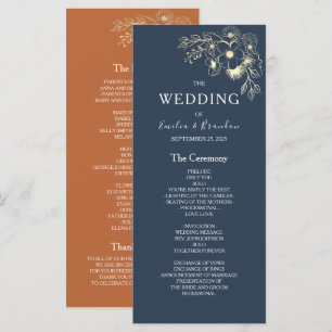 Terracotta Navy Blue Wedding Program