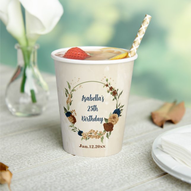 terracotta navy floral  paper cups (Insitu)