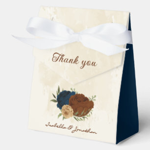 terracotta navy floral wedding favor box