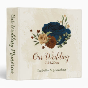 terracotta navy floral wedding photo album binder