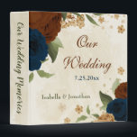 terracotta navy floral wedding photo album binder<br><div class="desc">Beautiful earth tone fall wedding photo album binder featuring terracotta,  beige and navy blue flowers with green leaves .
 FOR MORE MATCHING PRODUCTS click on the collection above or contact me</div>